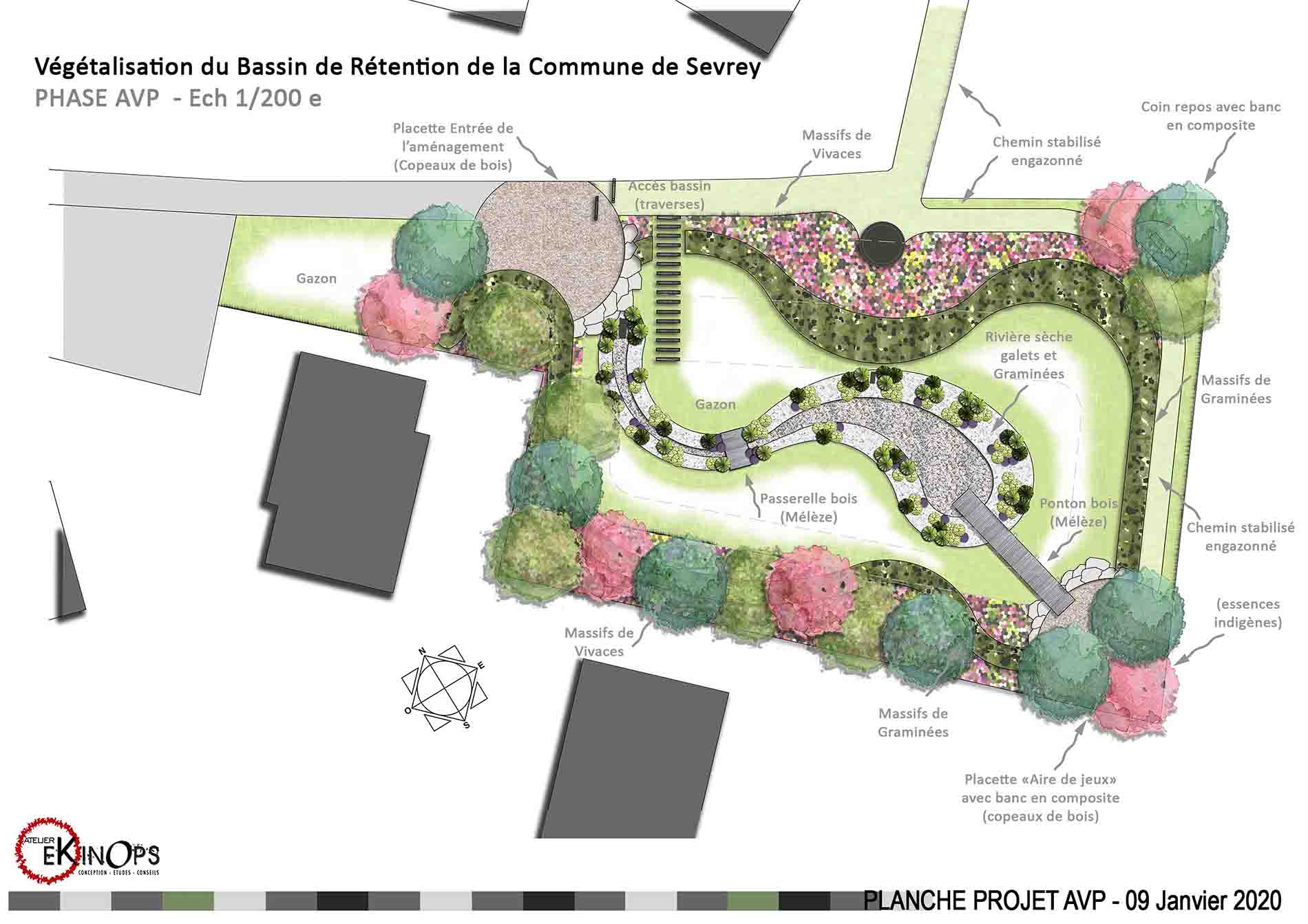 Intégration paysagère bassin de rétention - Sevrey - 2020